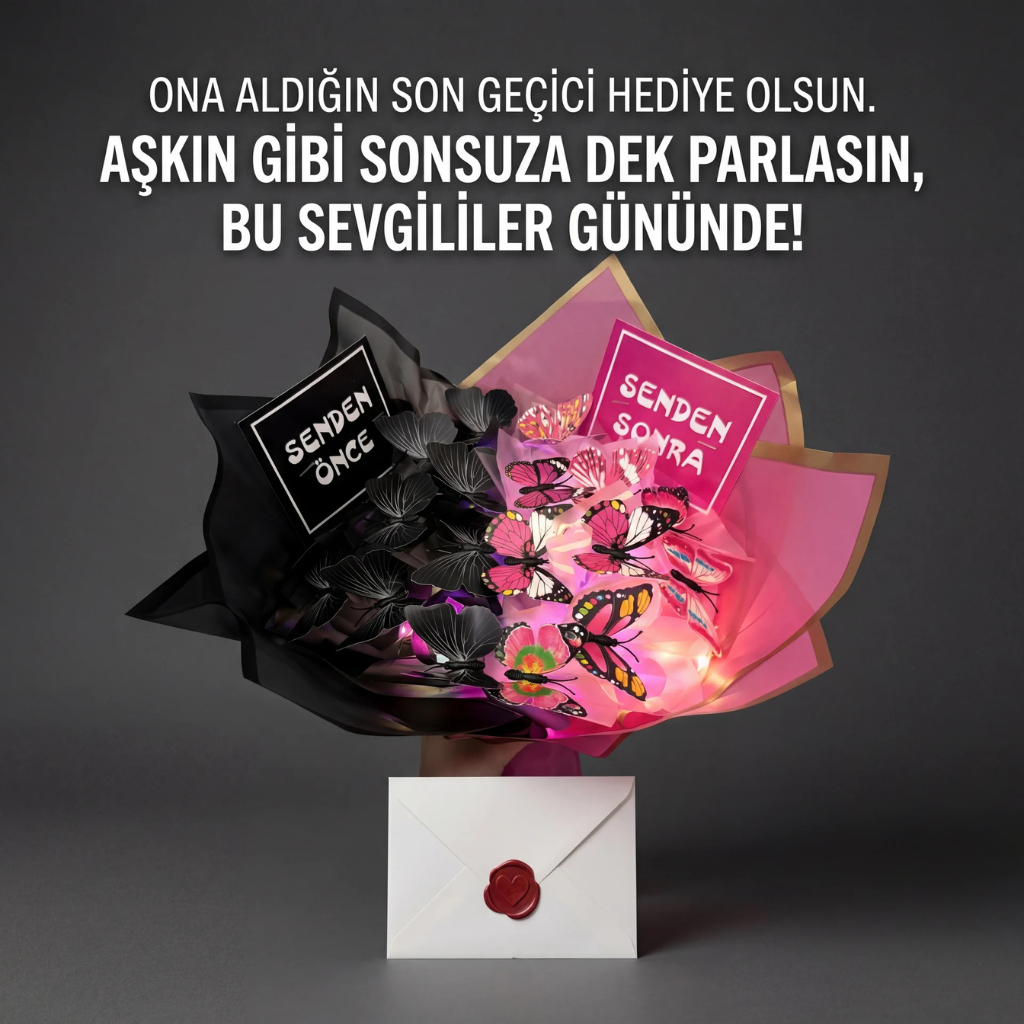 En Anlamlı Işıklı Kelebek Buketi