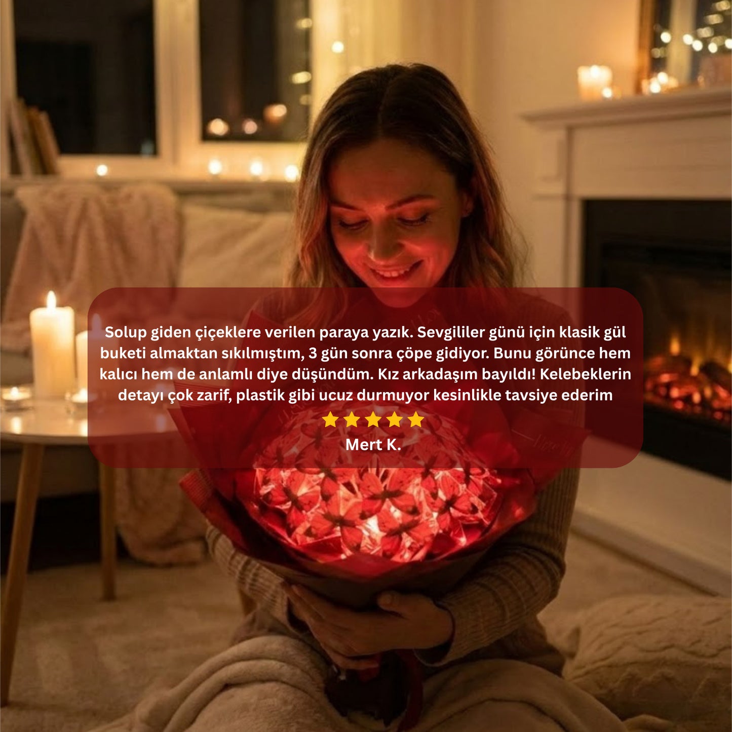 Premium Kırmızı Kelebek Buketi