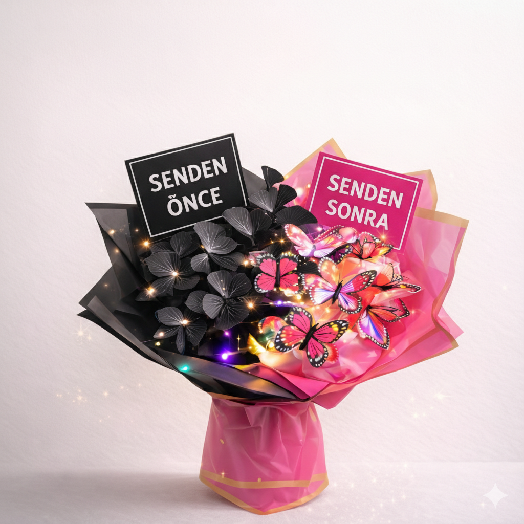 En Anlamlı Işıklı Kelebek Buketi