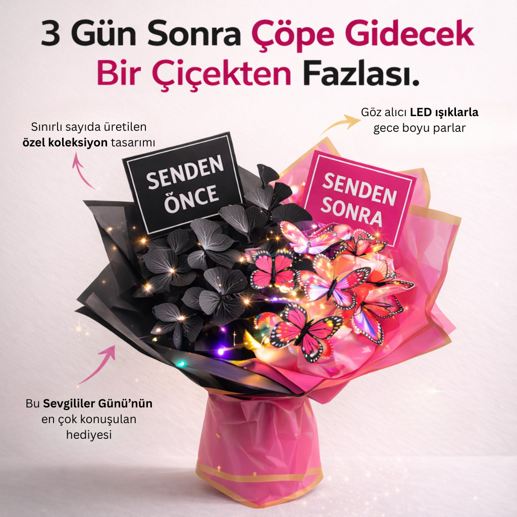 En Anlamlı Işıklı Kelebek Buketi